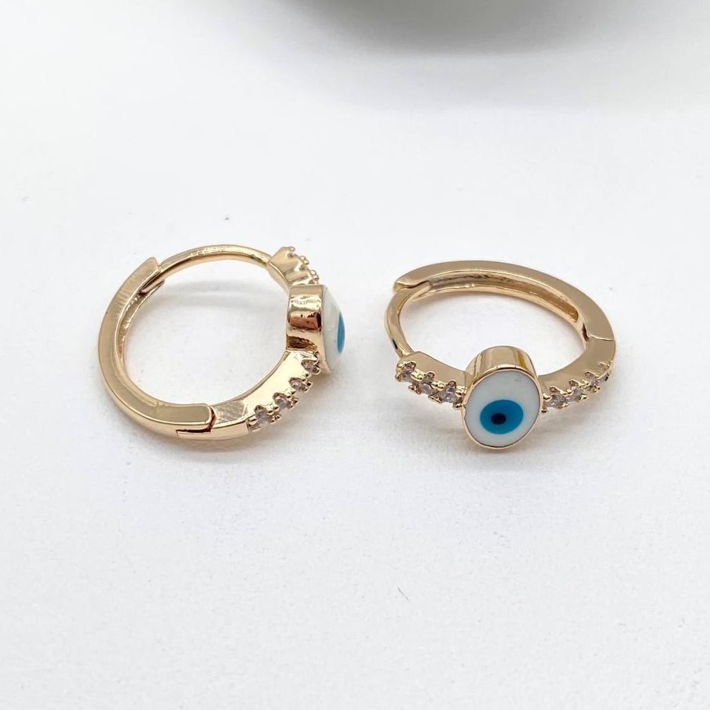 HUGGIE OJO TURCO EN CHAPA DE ORO 18K
