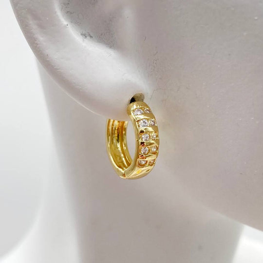 HUGGIE 2 LINEAS EN CHAPA DE ORO 18K