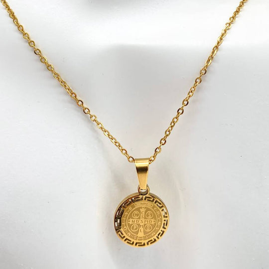 CADENA CON MEDALLA SAN BENITO EN ACERO INOXIDABLE