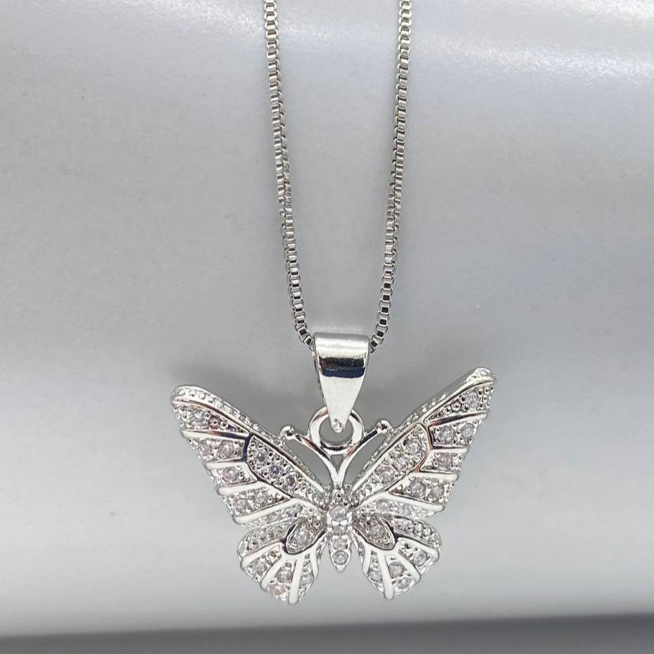 CADENA MARIPOSA CHAPA DE RODIO 18K