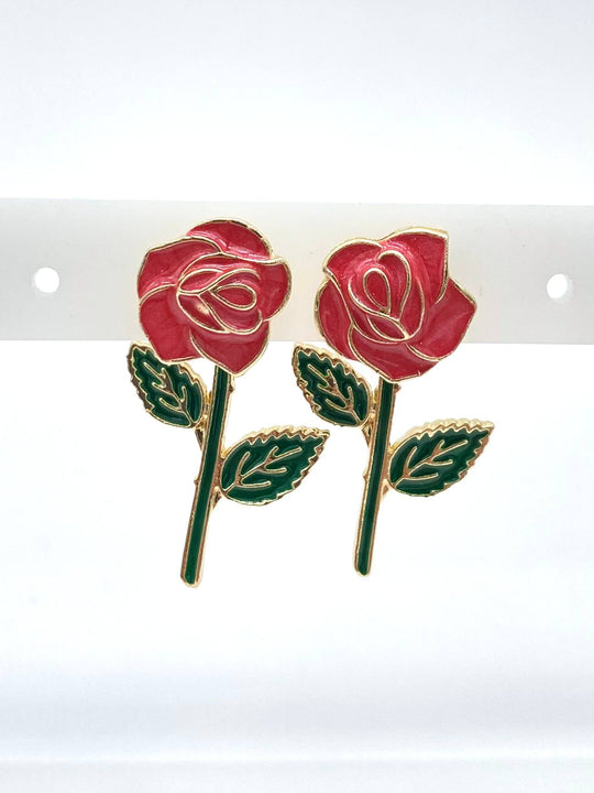 ARETE ROSA EN CHAPA DE ORO 18K