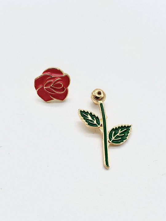 ARETE ROSA EN CHAPA DE ORO 18K