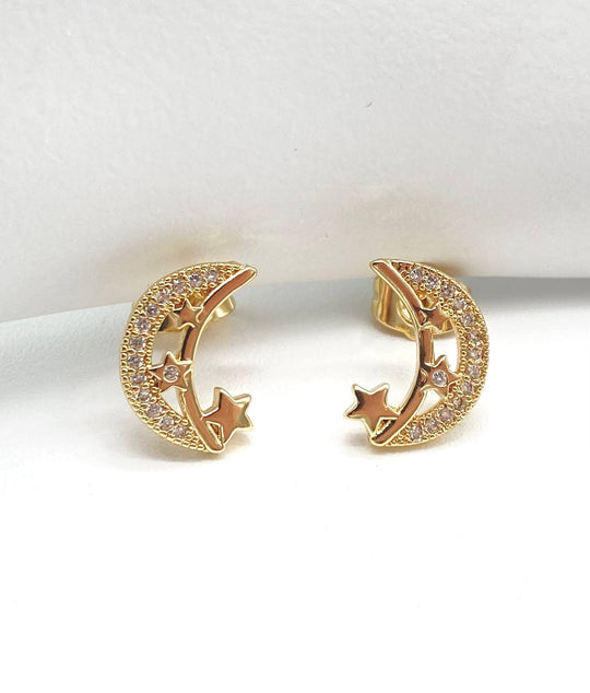 BROQUEL LUNA ESTRELLA CHAPA DE ORO 18K