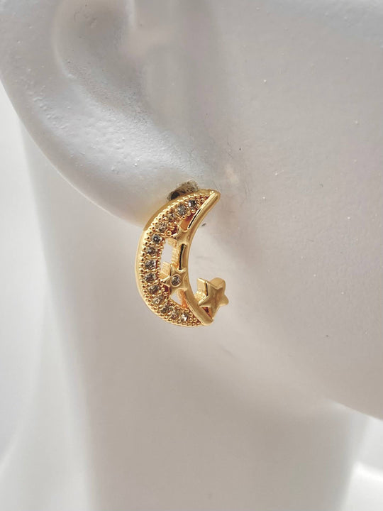 BROQUEL LUNA ESTRELLA CHAPA DE ORO 18K