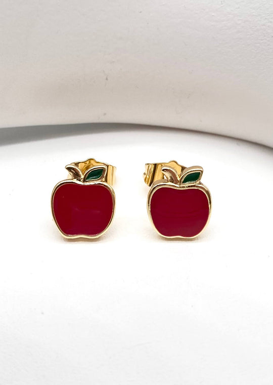 ARETE MANZANA CHAPA DE ORO 18K