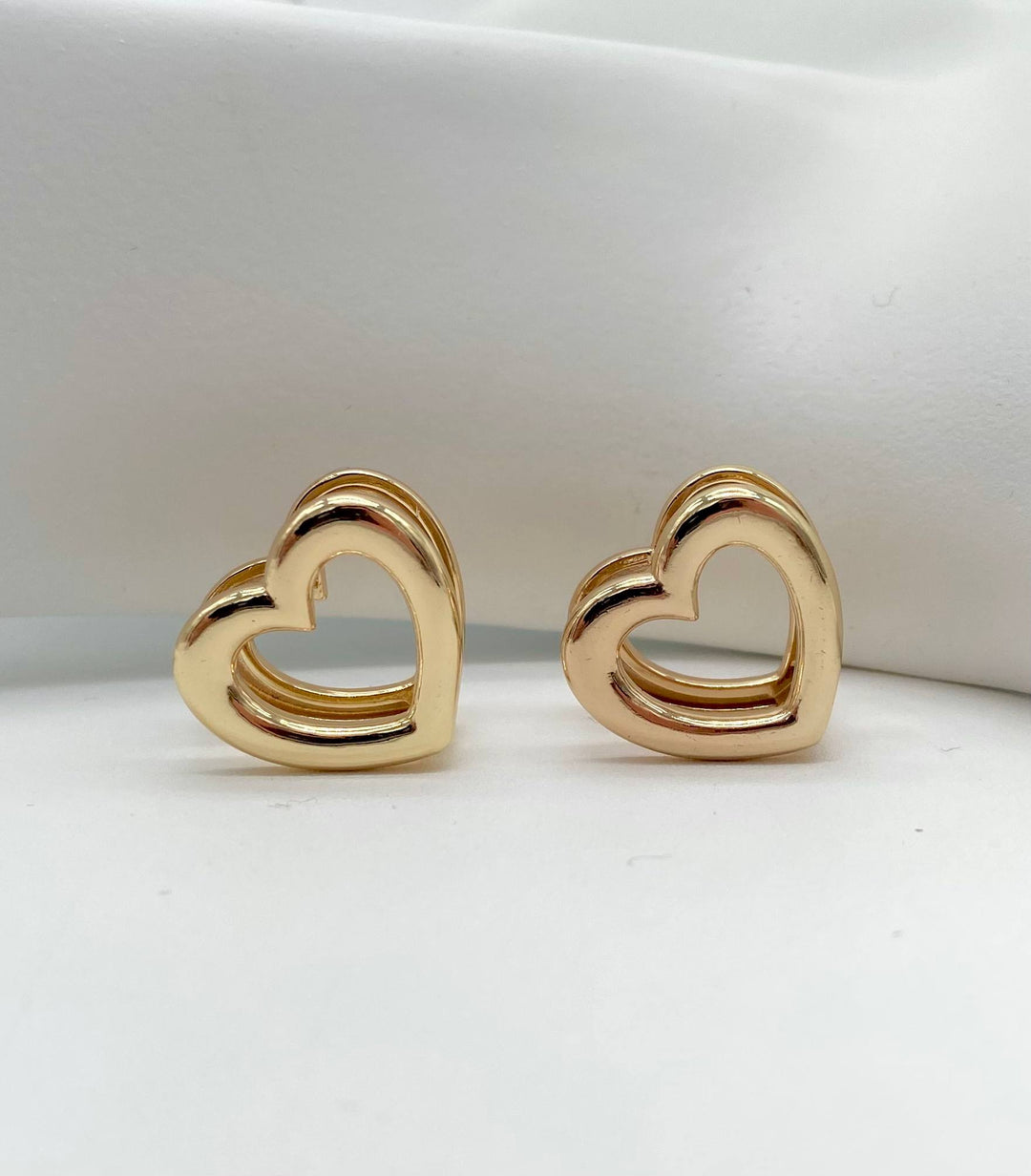 ARETE CORAZON CHAPA DE ORO 18K