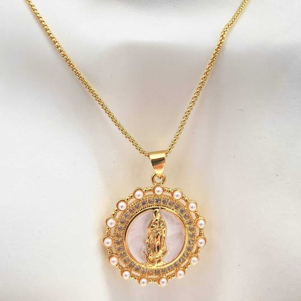CADENA VIRGEN DE GUADALUPE CHAPA DE ORO 18K