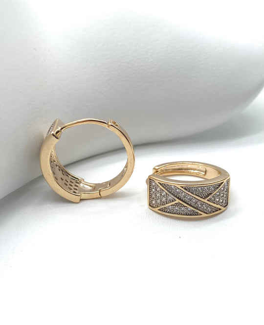 ARETE LINEA CHAPA DE ORO 18K