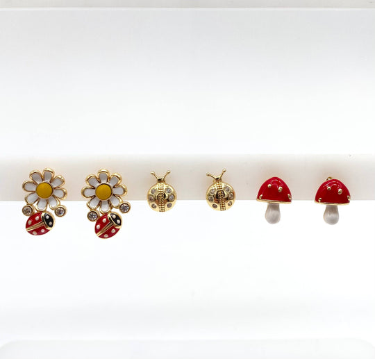 TRIO DE ARETES CATARINA´S CHAPA DE ORO 18K