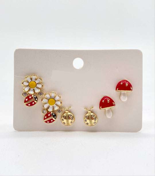 TRIO DE ARETES CATARINA´S CHAPA DE ORO 18K