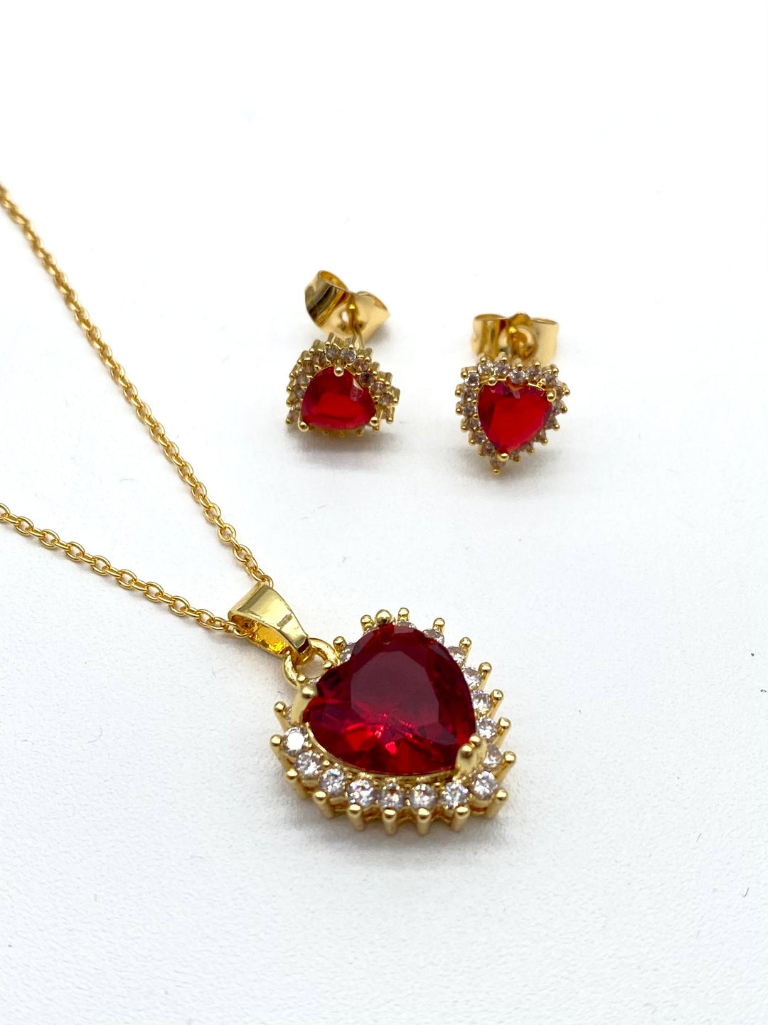 JUEGO CORAZON ROJO ZIRCONIA