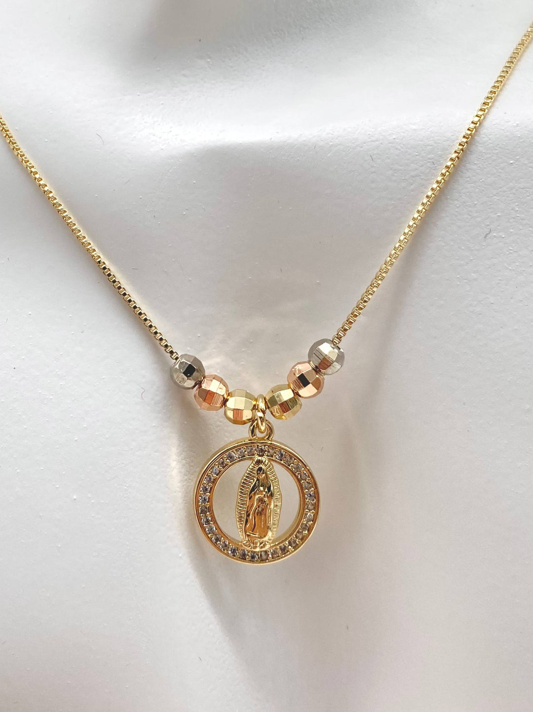 CADENA CHAPA DE ORO VIRGEN GUADALUPE