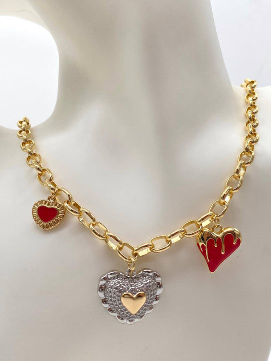 CADENA CORAZONES CHAPA DE ORO 18K