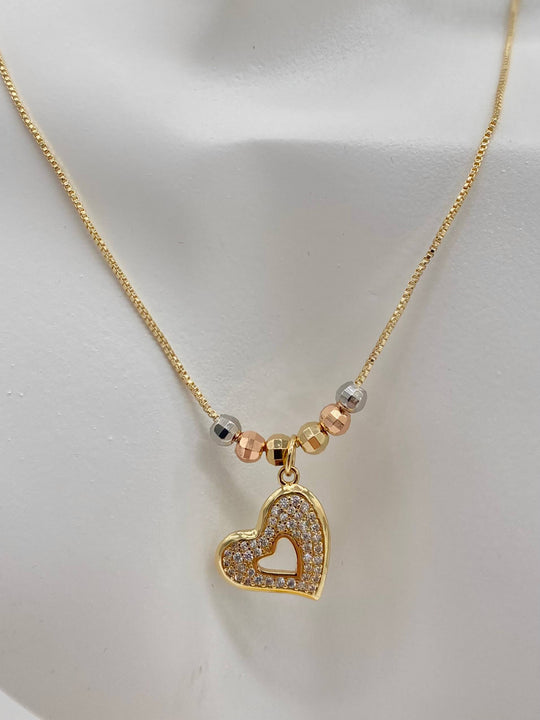 CADENA CORAZON CHAPA DE ORO 18K