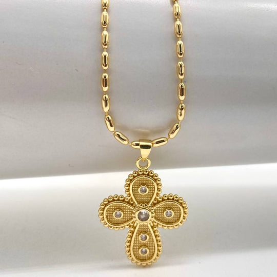 CADENA CRUZ CHAPA DE ORO 18K