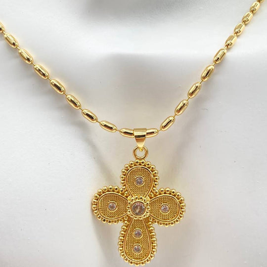 CADENA CRUZ CHAPA DE ORO 18K