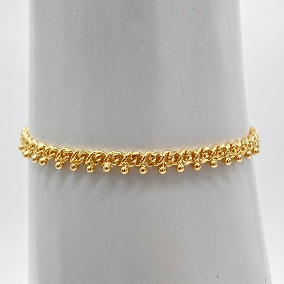 PULSO BARBADO CON BOLITAS CHAPA DE ORO 18K