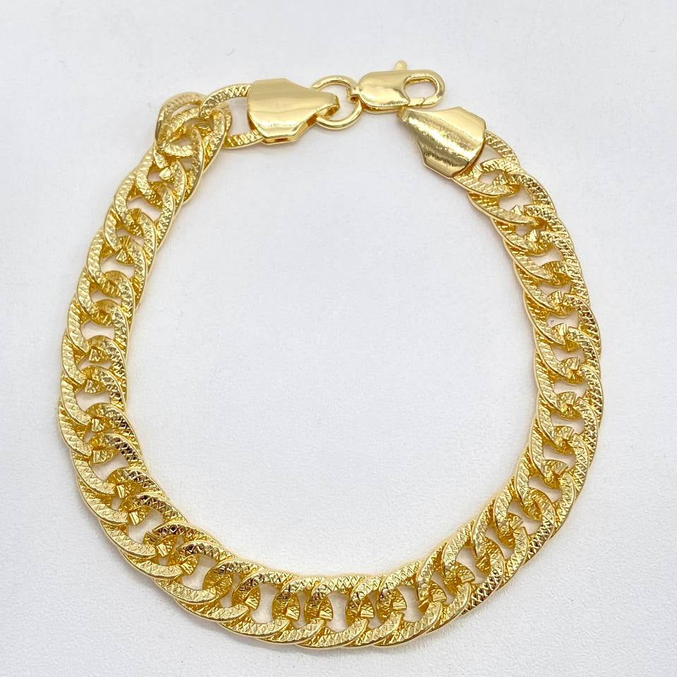 PULSO BARBADO DIAMANTADO CHAPA DE ORO 18K