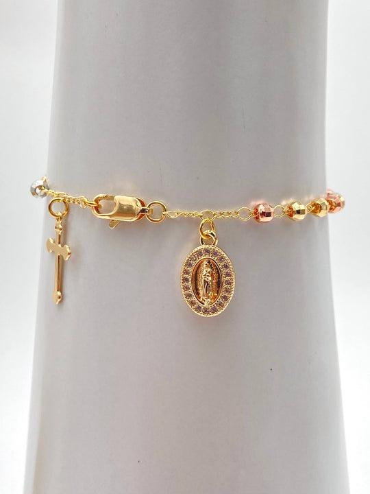 PULSO DECENARIO VIRGEN DE GUADALUPE CHAPA DE ORO 18K