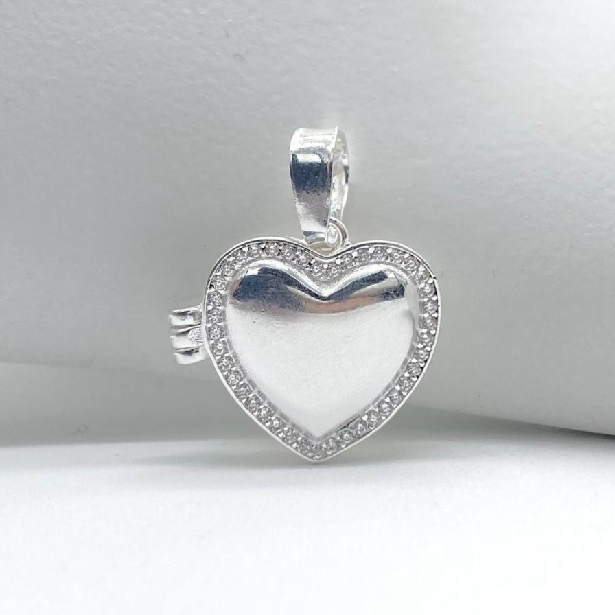 DIJE RELICARIO DE CORAZON PLATA 925