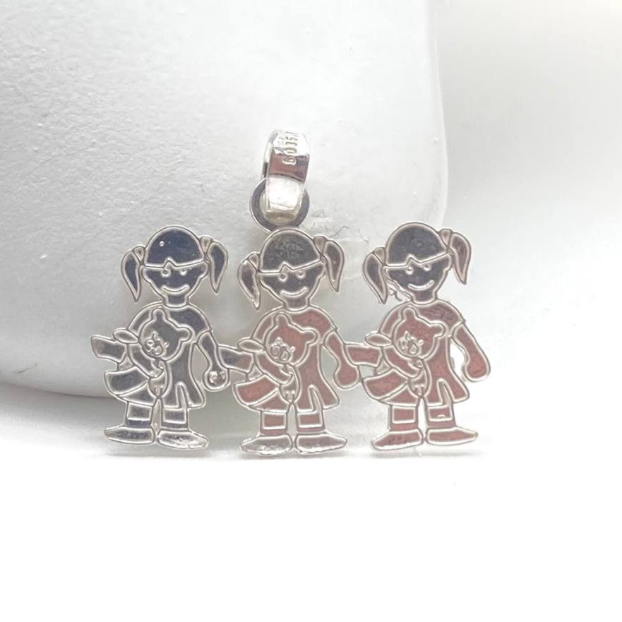 DIJE 3 NIÑAS PLATA 925