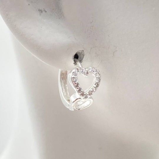 HUGGIE DOBLE CORAZÓN PLATA 925