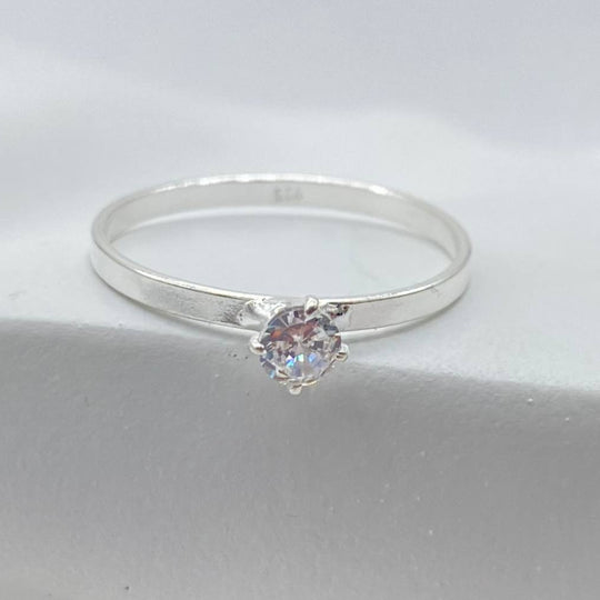 ANILLO SOLITARIO PLATA 925