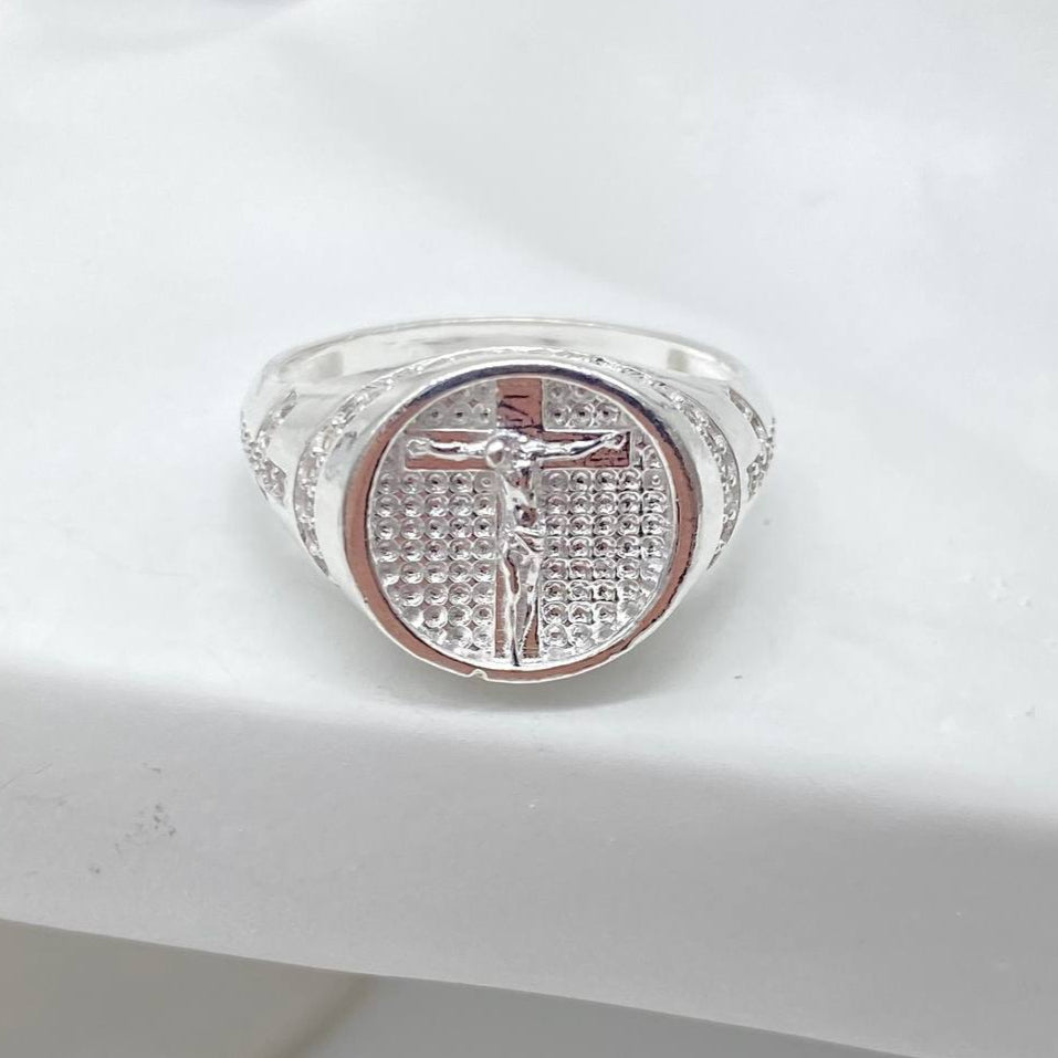 ANILLO CRUZ CON CRISTO PLATA 925