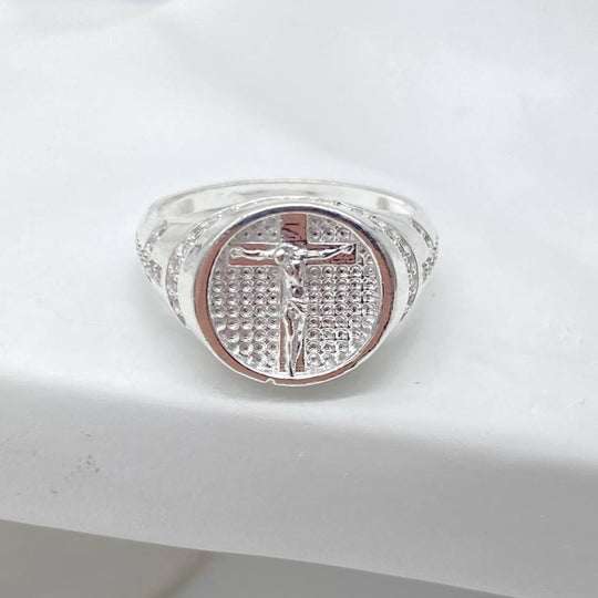 ANILLO CRUZ CON CRISTO PLATA 925