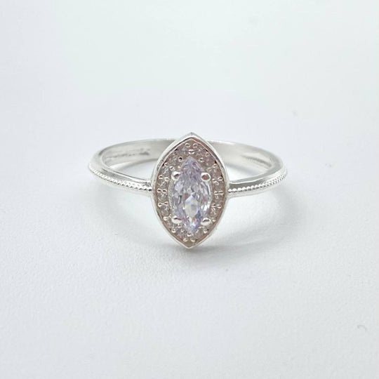 ANILLO OVAL BRILLANTE PLATA 925