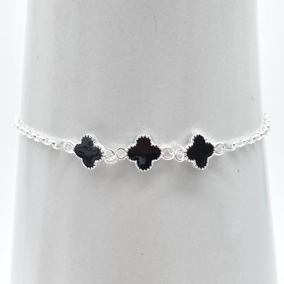PULSO TREBOL NEGRO PLATA 925