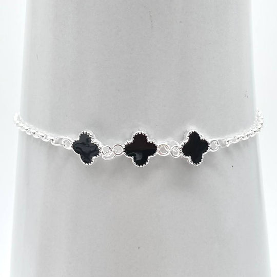 PULSO TREBOL NEGRO PLATA 925
