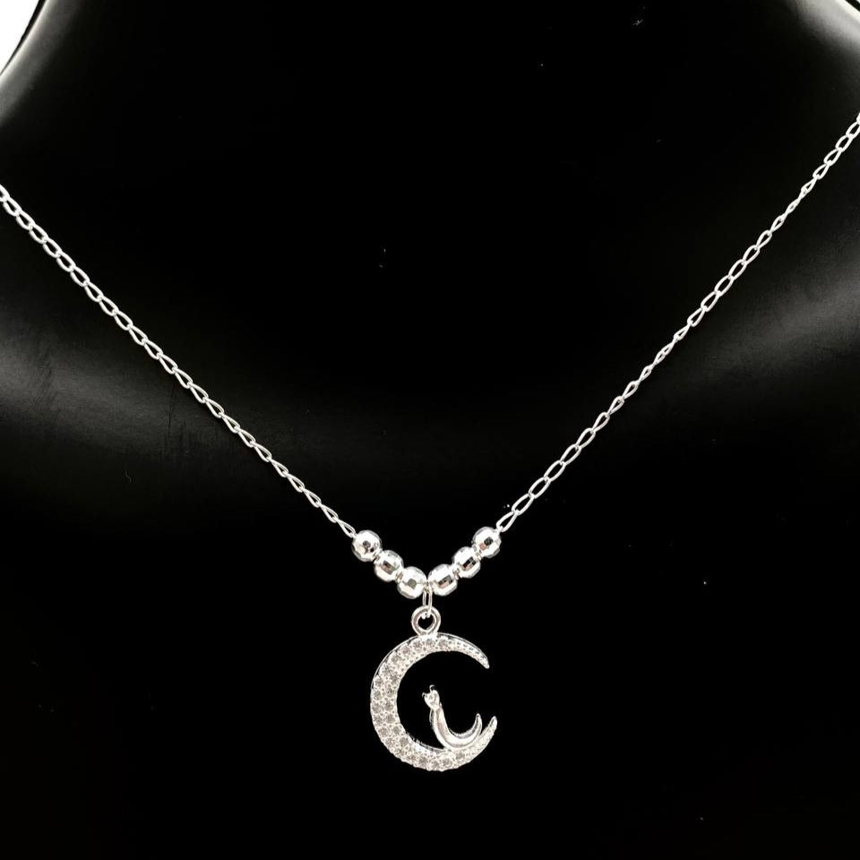 CADENA LUNA CON GATITO PLATA 925