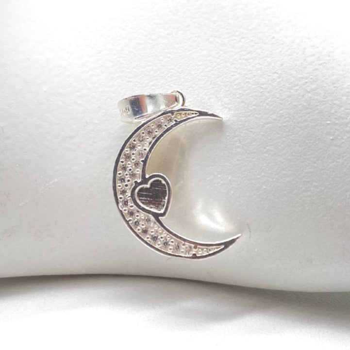 DIJE LUNA Y CORAZÓN PLATA 925