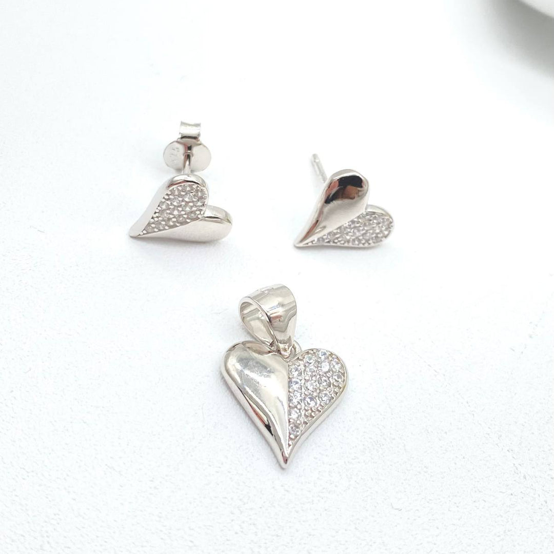 JUEGO CORAZÓN  PLATA 925