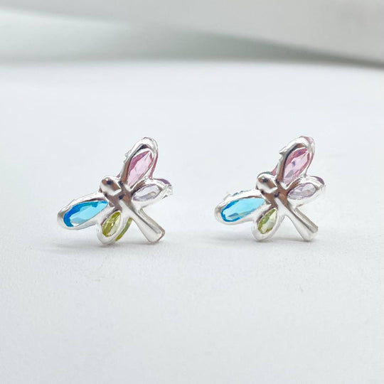JUEGO LIBELULA COLORES PLATA 925