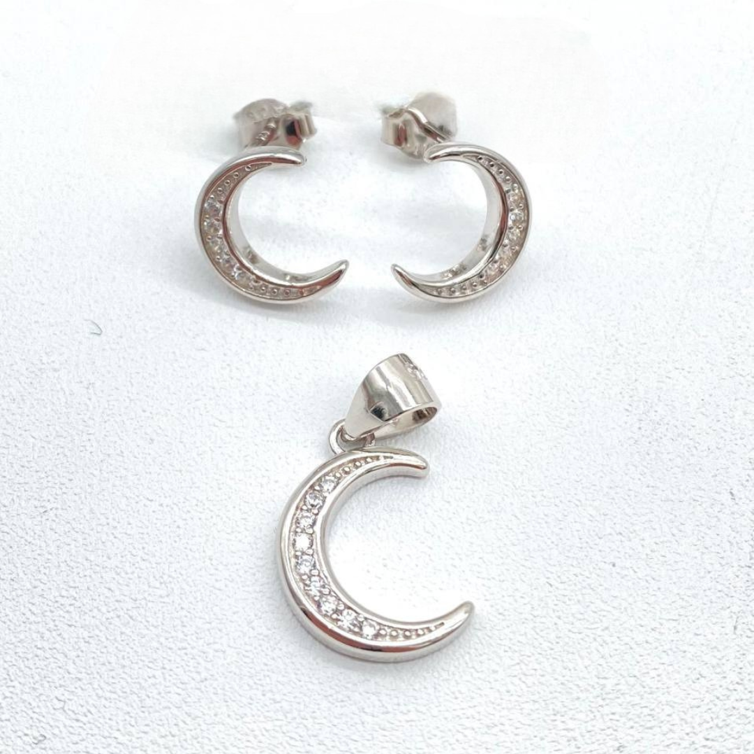 JUEGO LUNA BRILLANTE PLATA 925