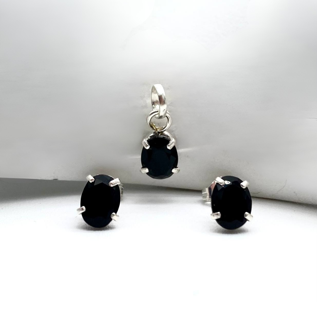 JUEGO NEGRO PLATA 925