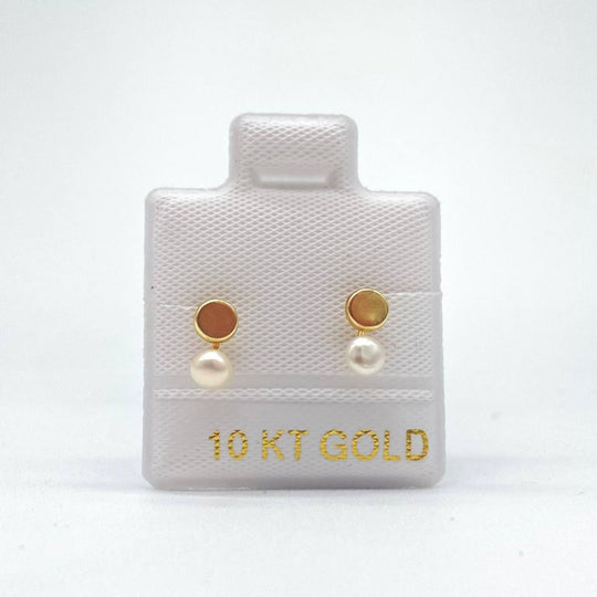 BROQUEL ORO 10K BOTON Y PERLA