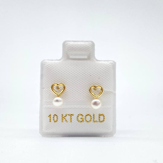 BROQUEL ORO 10K CORAZON CON PERLA