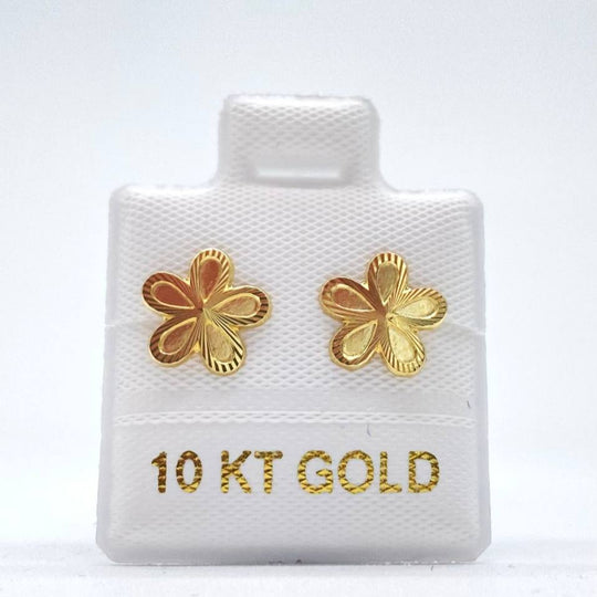 BROQUEL ORO 10K FLOR MATE DIAMANTADA