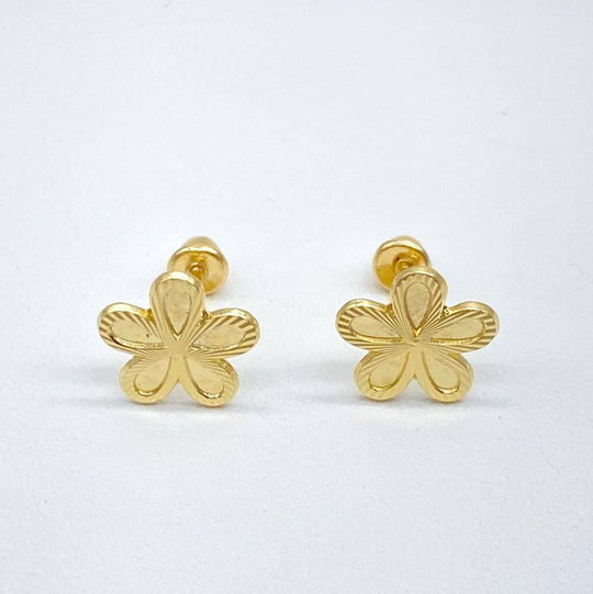 BROQUEL ORO 10K FLOR MATE DIAMANTADA