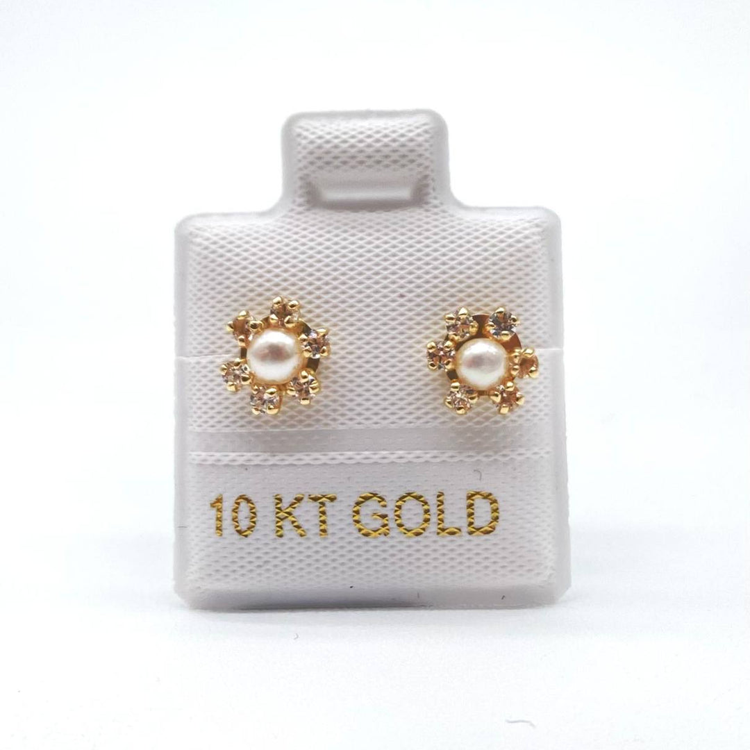 BROQUEL ORO 10K FLOR PERLA