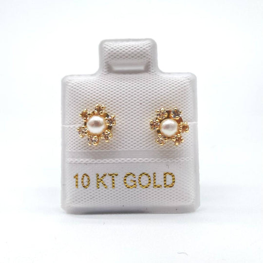 BROQUEL ORO 10K FLOR PERLA