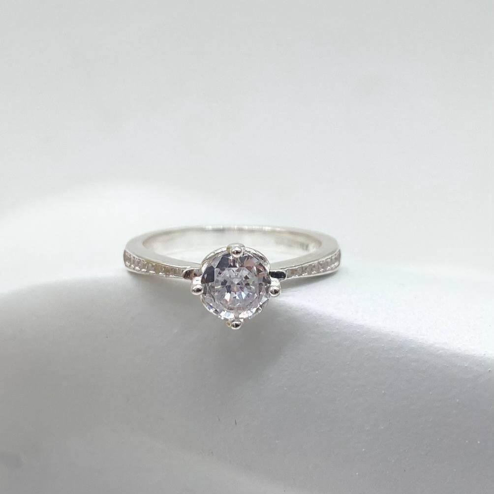 ANILLO SOLITARIO PLATA 925