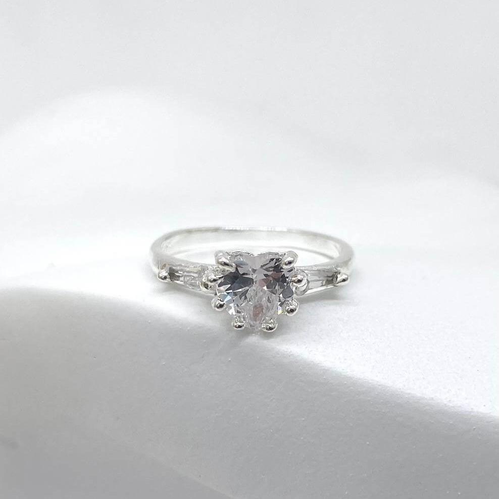 ANILLO SOLITARIO CORAZON PLATA 925