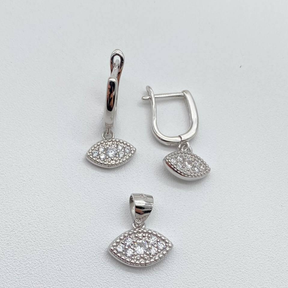 JUEGO OJO TURCO PLATA 925