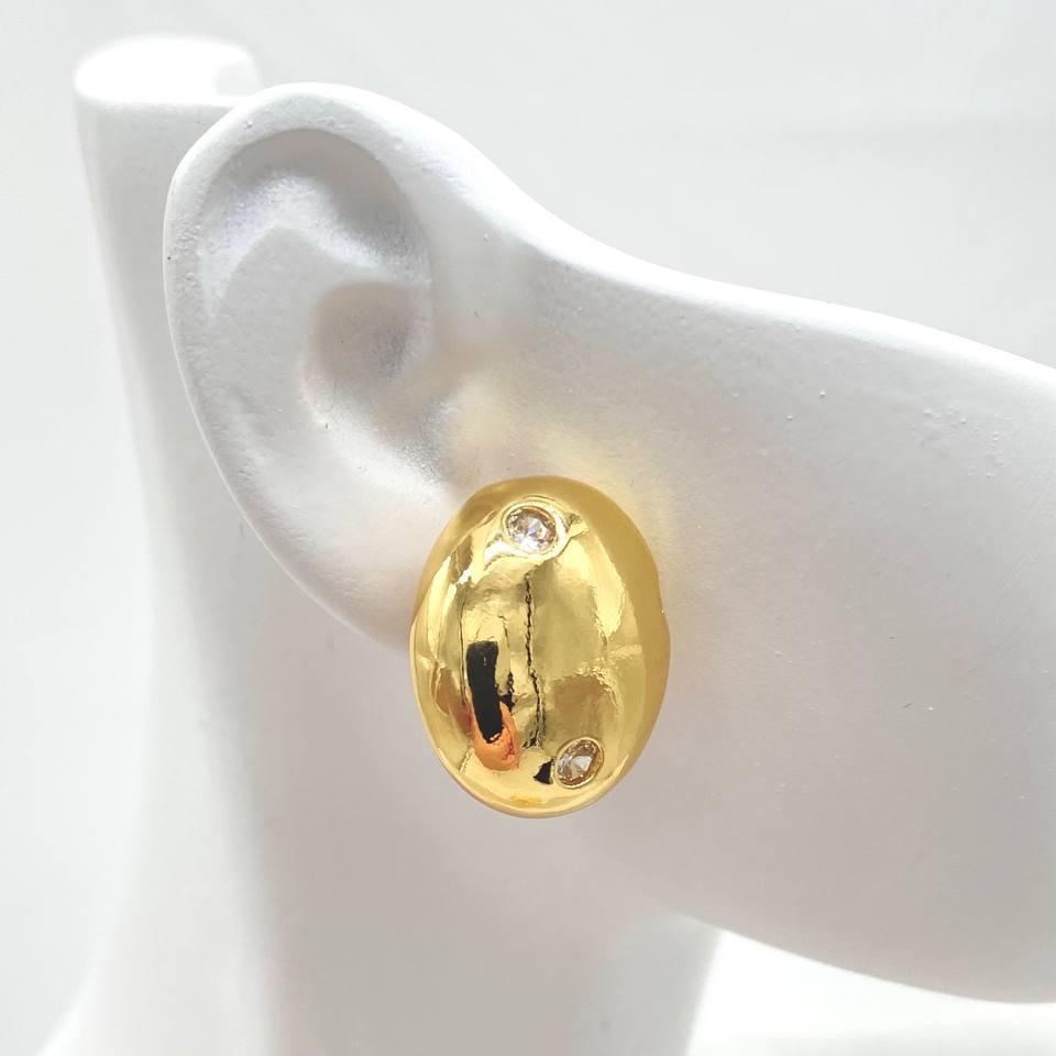 ARETE BOLA CON ZIRCONIAS CHAPA DE ORO 18K