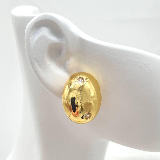 ARETE BOLA CON ZIRCONIAS CHAPA DE ORO 18K