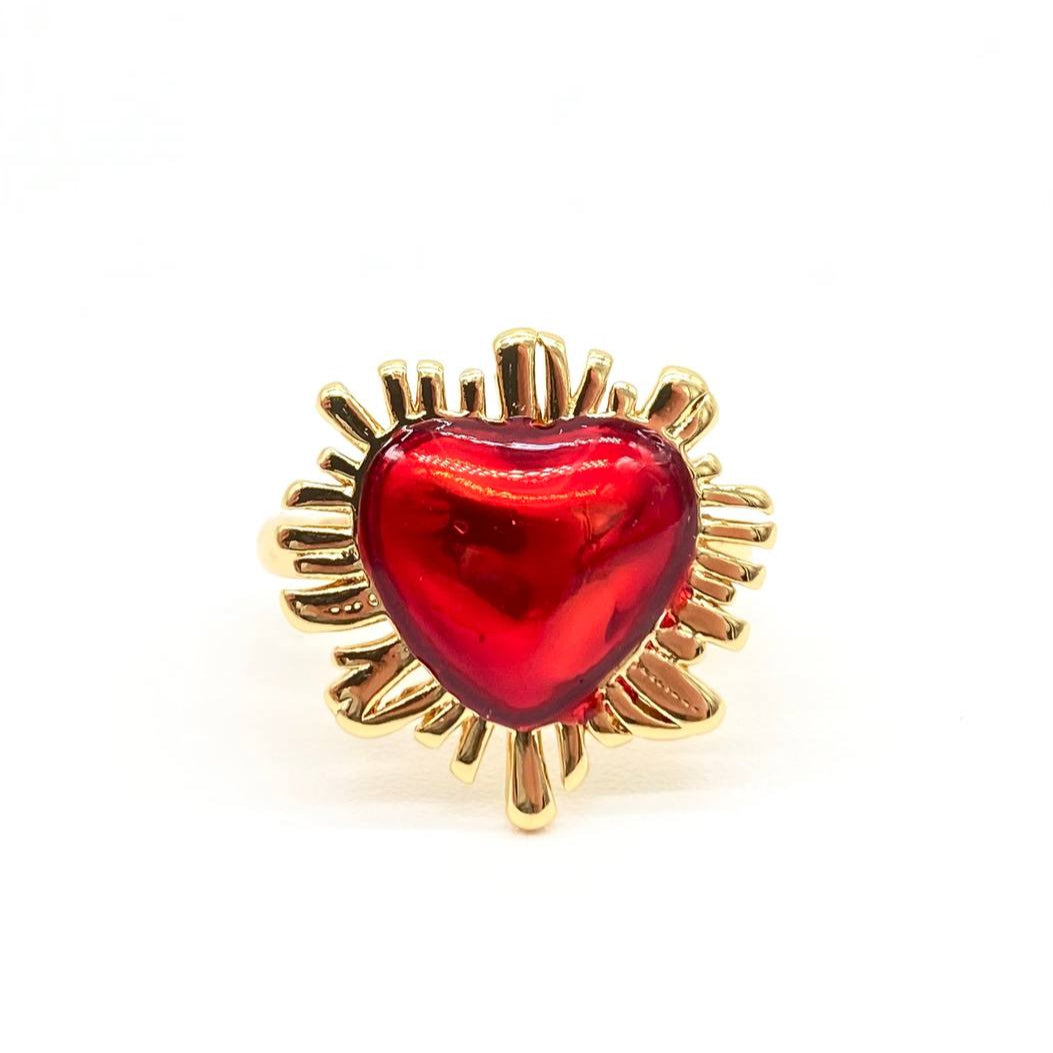 ANILLO CORAZON ROJO 18K